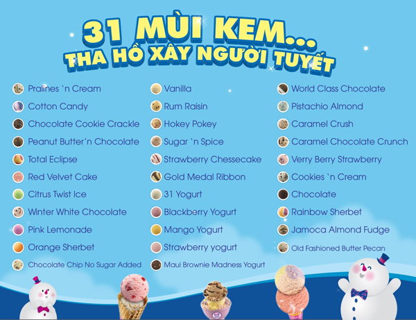 Vui h&egrave; c&ugrave;ng người tuyết Baskin Robbins 2013 2