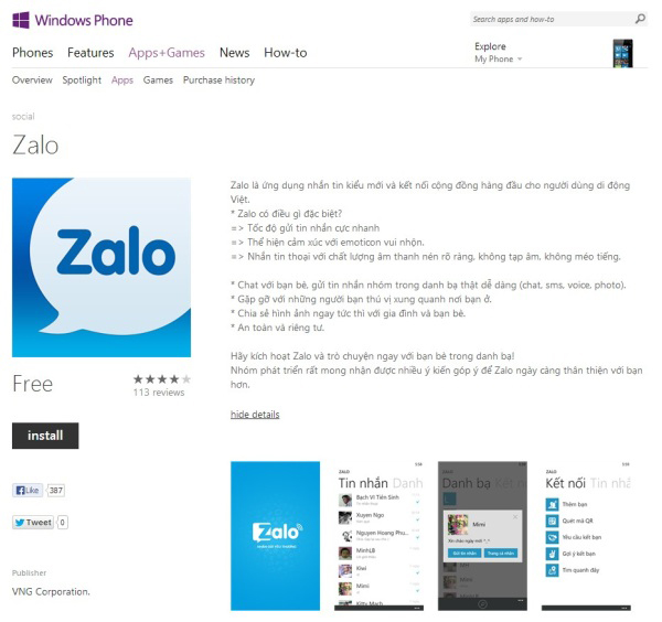 Bất ngờ với phiên bản Zalo trên Window Phone 2