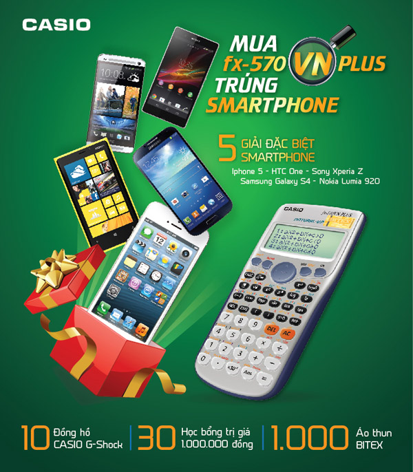 Bộ đ&ocirc;i hot: casio fx-570VN PLUS v&agrave; smartphone đỉnh ch&agrave;o m&ugrave;a tựu trường 2