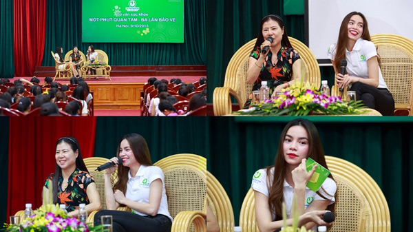 Hồ Ngọc Hà giao lưu cùng nữ sinh trong chương trình “1 phút quan tâm, 3 lần bảo vệ”