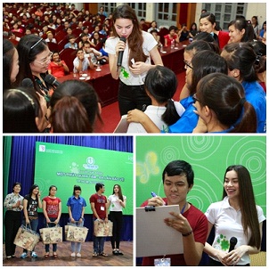 Hồ Ngọc Hà giao lưu cùng nữ sinh trong chương trình “1 phút quan tâm, 3 lần bảo vệ”