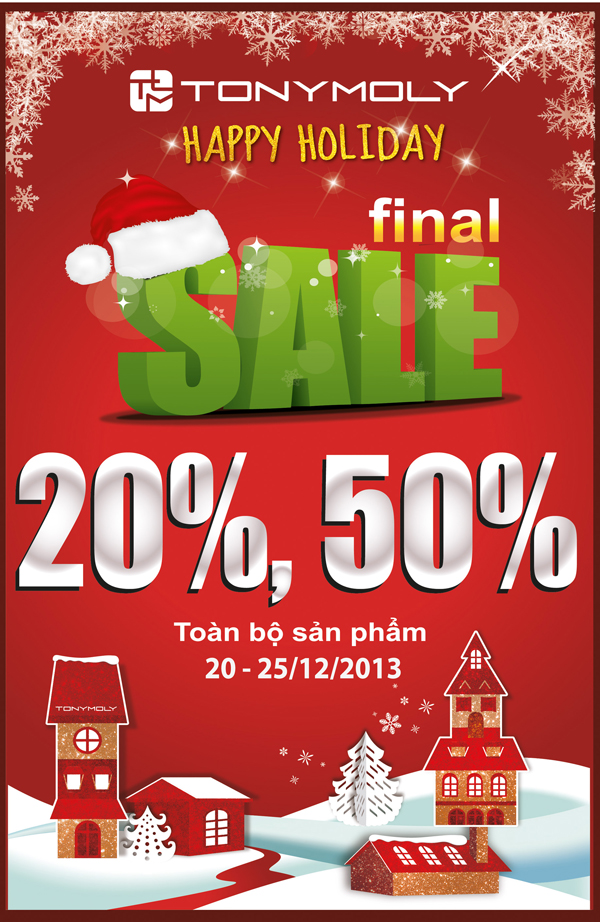 Tonymoly big sale 20% – 50% mừng Noel