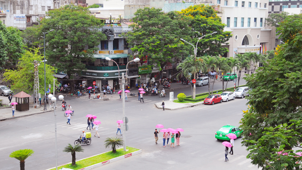 Đường phố Sài Gòn ngập tràn sắc hồng 1