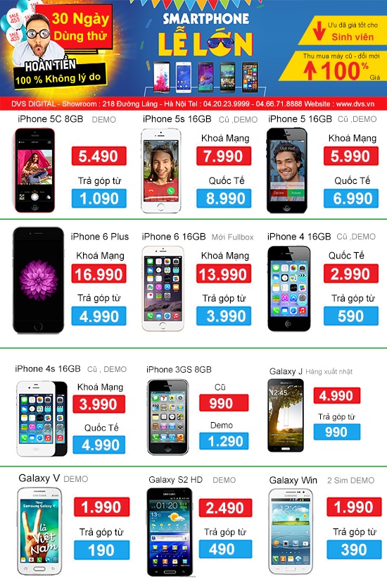 iPhone 5S giảm giá 50% trả góp chỉ từ 1.990.000đ 1