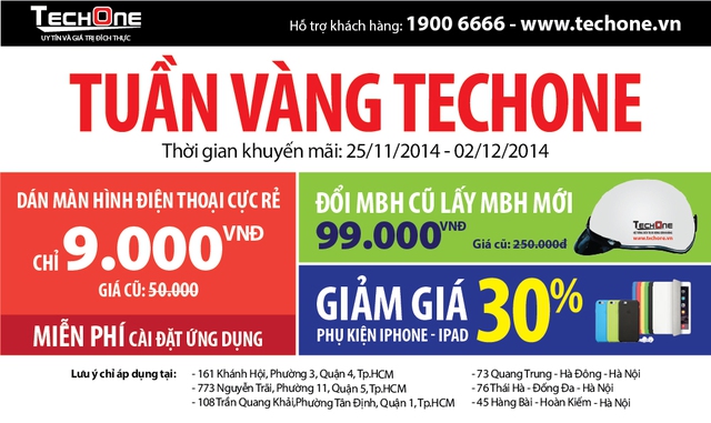 Tuần vàng TechOne - Giảm giá điện thoại, phụ kiện 30% 1