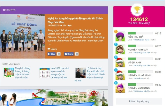 Chinh Phục Vũ M&ocirc;n - Olympia online cho học sinh cấp 2 3