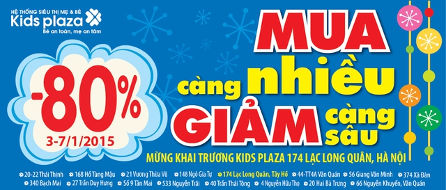 Giờ vàng giá sốc – Mua nhiều càng rẻ tại Kids Plaza Lạc Long Quân 1