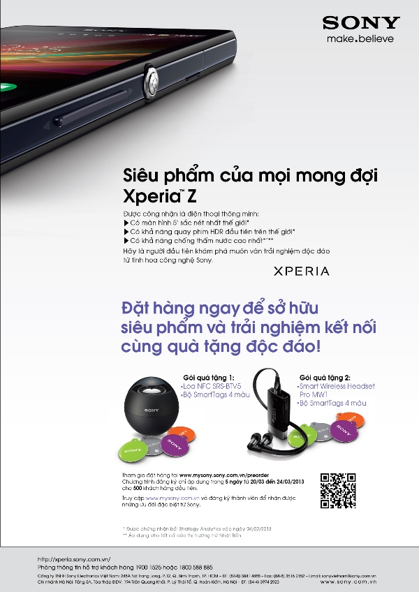 Xperia Z đổ bộ Việt Nam c&ugrave;ng chương tr&igrave;nh đặt h&agrave;ng trước 2