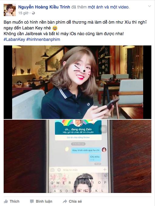 Rocker Nguyễn, Kiều Trinh cute lạc lối trong clip hướng dẫn cài đặt hình nền bàn phím với Laban Key - Ảnh 3. Rocker Nguyễn, Kiều Trinh cute lạc lối trong clip hướng dẫn cài đặt hình nền bàn phím với Laban Key - Ảnh 3.
