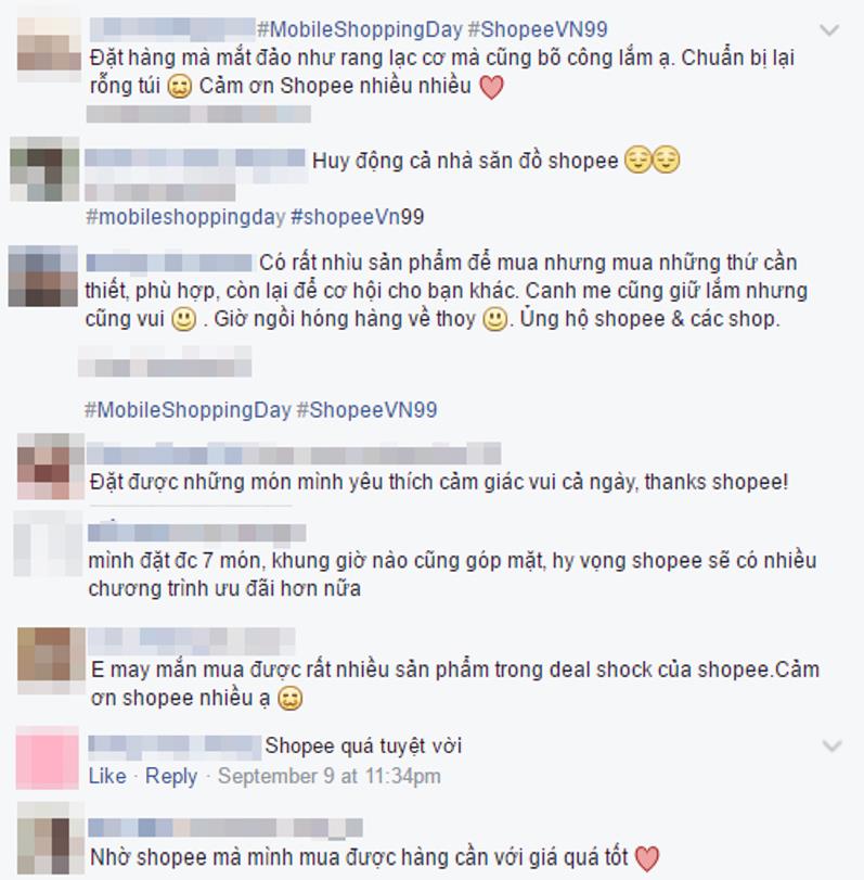 Những phản hồi tích cực của khách hàng về Ngày hội mua sắm trên di động 9/9 của Shopee.