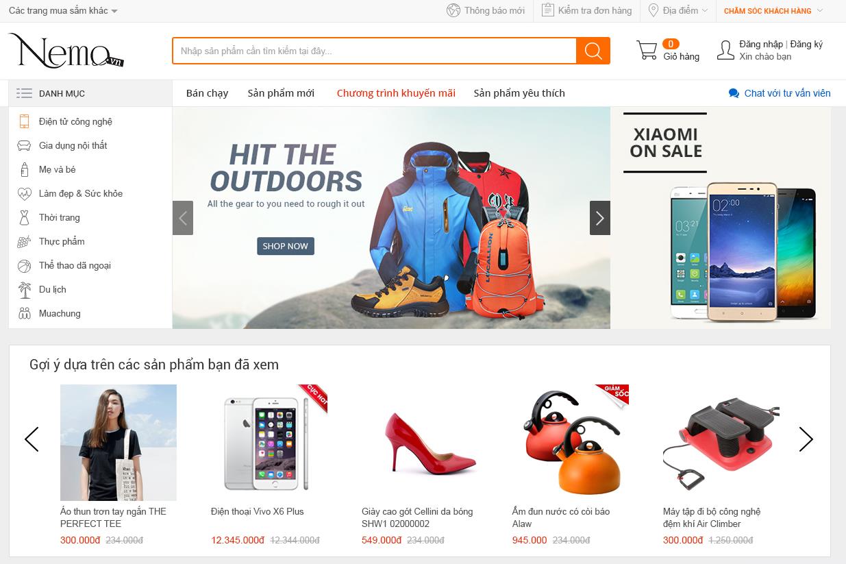 Giao diện của Nemo.vn.