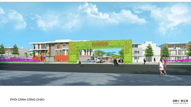 Phối cảnh cổng chào khu đô thị Airlink City với trung tâm thương mại rộng 2.000m2 ngay mặt tiền quốc lộ 51.
