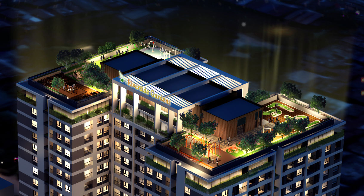 Tiện ích khu “Sky Garden” trên tầng mái là điểm nhấn vượt trội của dự án.