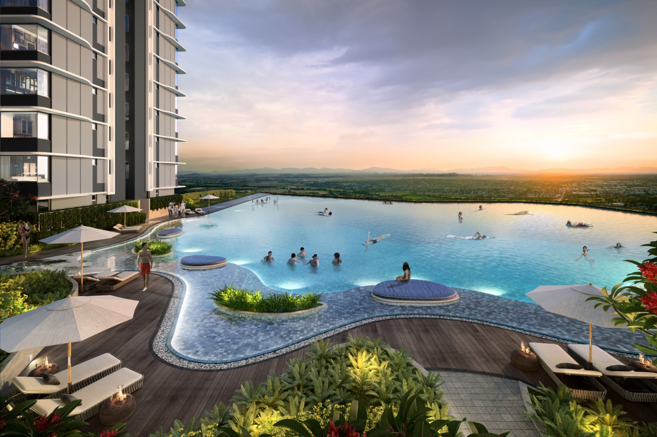 Bể bơi vô cực là một trong những trải nghiệm không thể bỏ lỡ khi an cư tại The ZEN Residence.