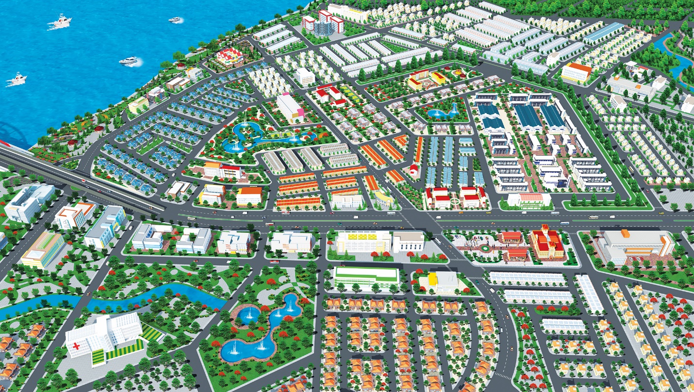 Phối cảnh của khu đô thị Bien Hoa New Town tọa lạc ngay mặt tiền Hoàng Minh Chánh, thành phố Biên Hòa.