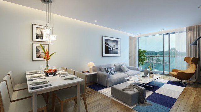 Các căn hộ đều được trang bị nội thất cao cấp và có tầm nhìn hướng vịnh Hạ Long.