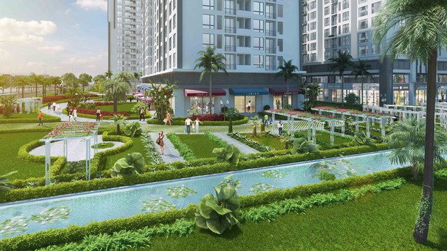 Không gian xanh mát xung quanh shophouse Park Hill