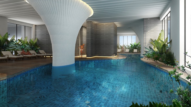 EcoLife Capitol được đầu tư bể bơi nước mặn bốn mùa tại tầng 5 của dự án. 