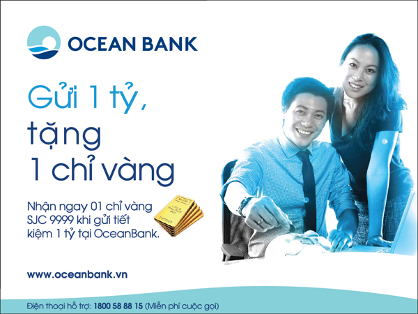 Gửi tiết kiệm được tặng vàng tại OceanBank 1