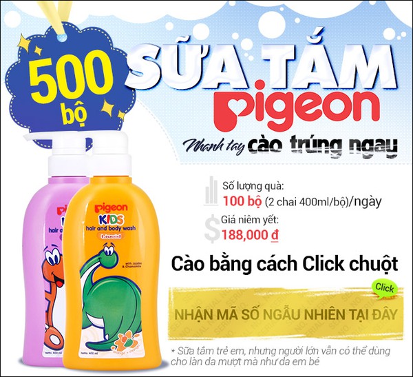 Tặng 500 bộ sữa tắm Pigeon miễn phí 1