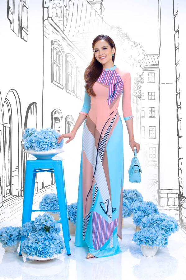 Hoa hậu Diễm Hương khoe sắc với áo dài mang phong cách hội họa - Ảnh 5.